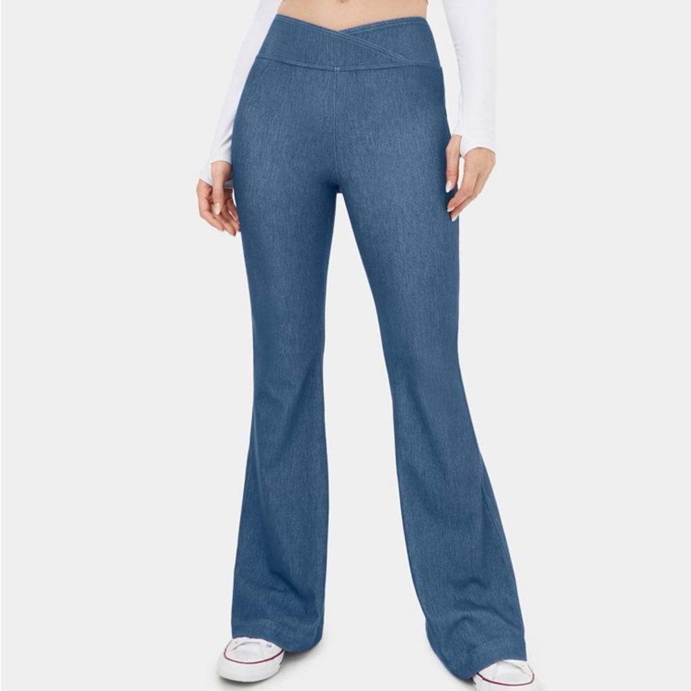 HalaraMagic™ High Waisted Crossover Stretchy Knit Casual Flare Jeans, US S (4/6)